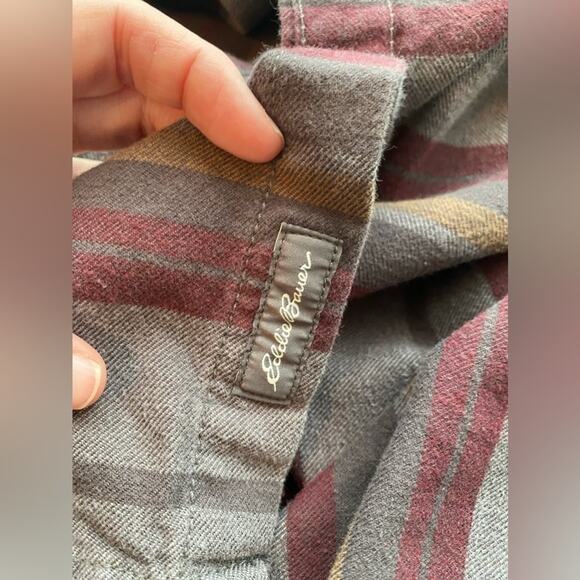 Eddie Bauer Men's Med Relaxed Fit Grunge Cozy Flannel Button Down Shirt Cowboy - Picture 5 of 10